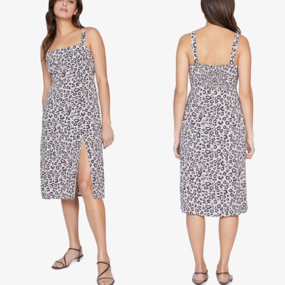 NWT Sanctuary || leopard midi slit dress